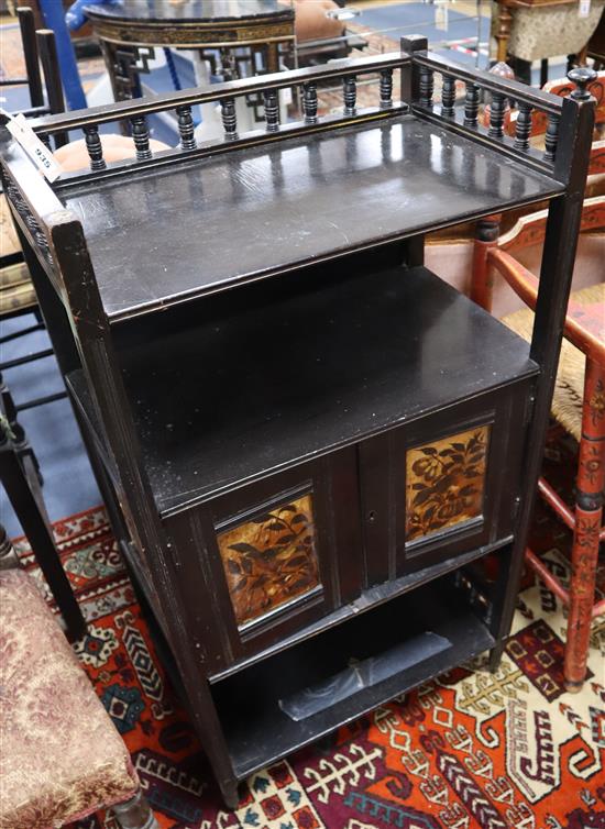 A late Victorian Aesthetic movement ebonised side cabinet W.56cm